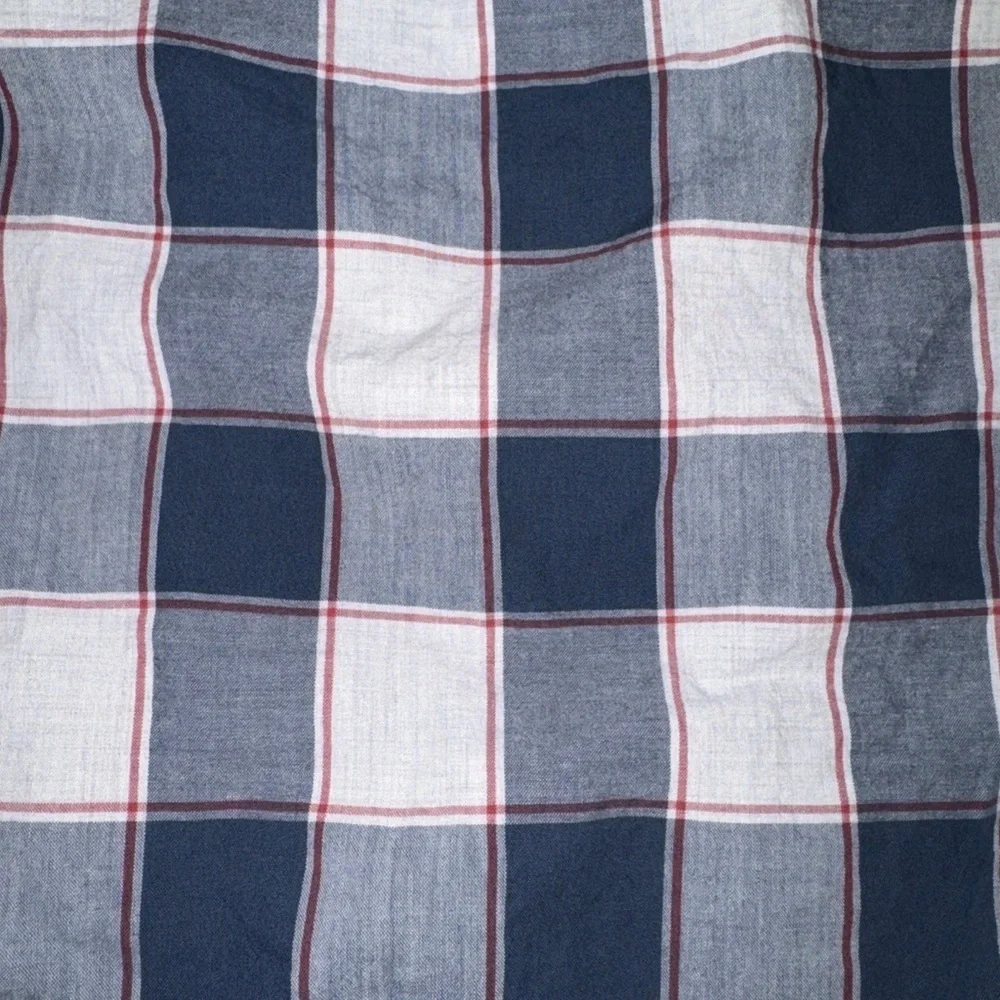 100% Cotton‎ Shirting Sewn For J. Crew Slim Small Blue Red Plaid Preppy Academia